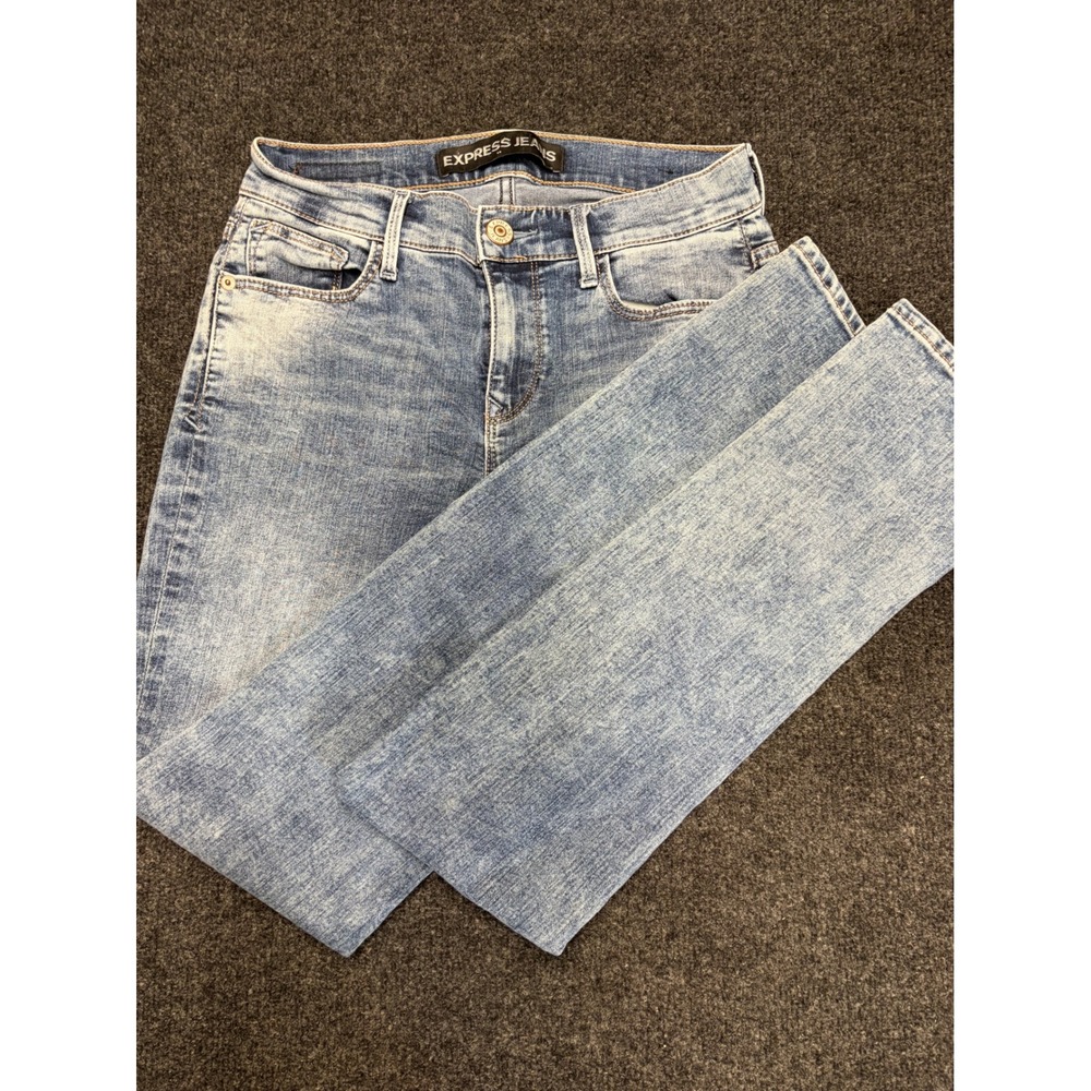 Express Jeans Mia Mid Rise Skinny Light Wash Denim Size 6L